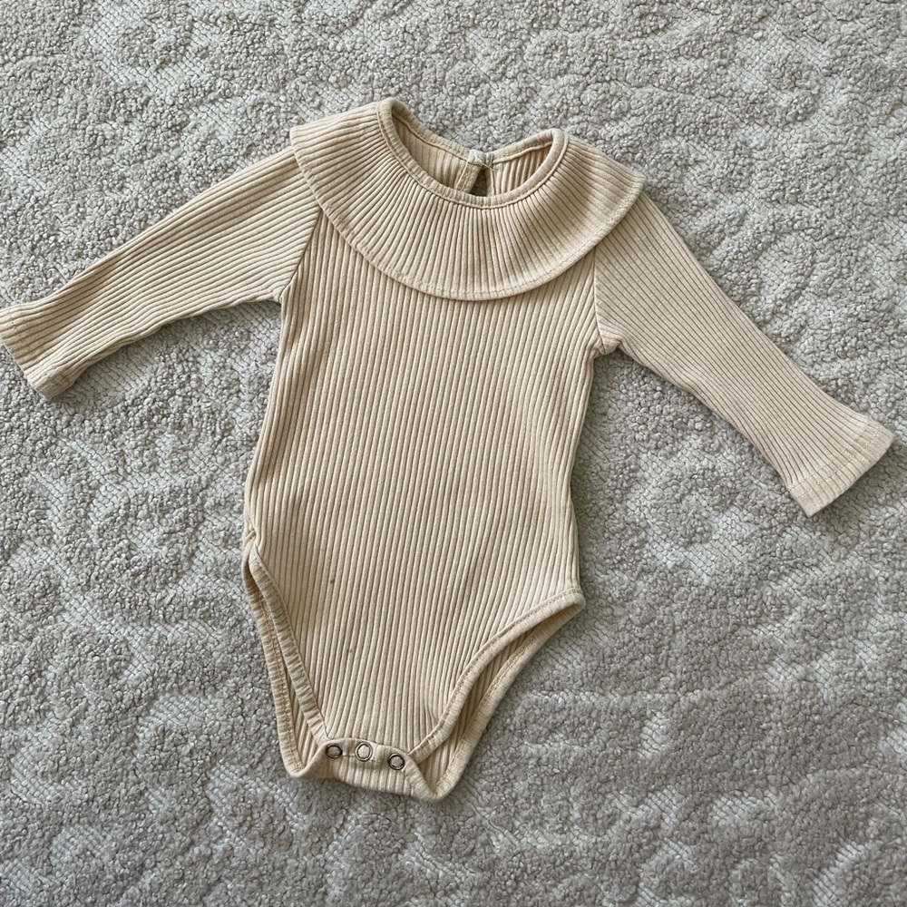 Rorychen fine ribbed onesie baby girl collar bodysuit